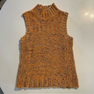 Anthropologie Orange Knit Sleeveless Turtleneck Sweater Medium